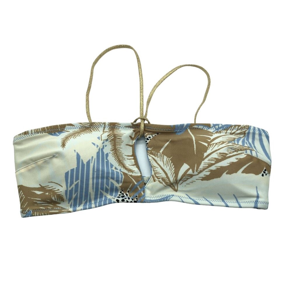 Aerie Womens Bandeau Bikini Top Palm Print Strappy Back Size M